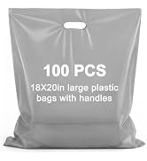 Maitys 100 Pcs 18" x 20" Gray Plastic Bags with Handles Large Merchandise Shopping Bags for Small...