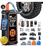OlarHike Tire Inflator Portable Air Compressor, Dual Power - 6000mAh & 12V DC, Cordless Air Pump ...