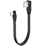 LANMINGLEL Short 90 Degree Flat USB 2.0 Cable USB Male to Type C Male Flat Soft Data Cable 480Mbp...