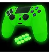 HLRAO Green Anti-Slip Glow in The Dark Protective Silicone Cover Skin Grips Compatible with PS4/S...