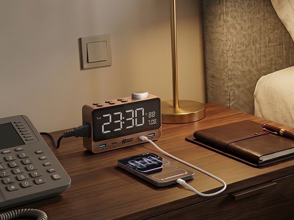 Hotel bedside alarm clock charging station