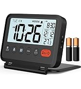 MeesMeek Digital Travel Alarm Clock: Small Bedside LCD Clock with Date Temperature Snooze Backlig...