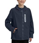 UIQUR Boys Girls Rain Jacket Kids Waterproof Raincoats 5-14 Years | Hooded Lightweight Windbreake...