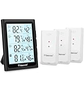 Geevon Weather Stations Wireless Indoor Outdoor Thermometer with 3 Outdoor Sensors, Large LCD Dis...
