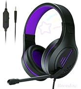 Bocodow Purple Gaming Headset with Microphone for PC Xbox PS4 PS5, Wired Over-Ear Gaming Headphon...