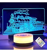 KYMELLIE Train Night Light for Kids, 3D Illusion Lamp 14 Colors Changing Bedroom Decor Light with...