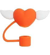 White Wings Orange Hearts Straw Cover for Stanley Cup, 10mm Silicone Straw Covers Cap for Stanley...