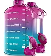 AQUAFIT Half Gallon Water Bottle With Times To Drink - 64 oz Water Bottle With Straw - Water Jug ...