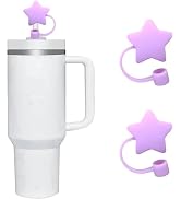 2Pcs Purple Star Straw Cover for Stanley 40&30 Oz Cup, 8mm Silicone Straw Covers Cap for Stanley ...