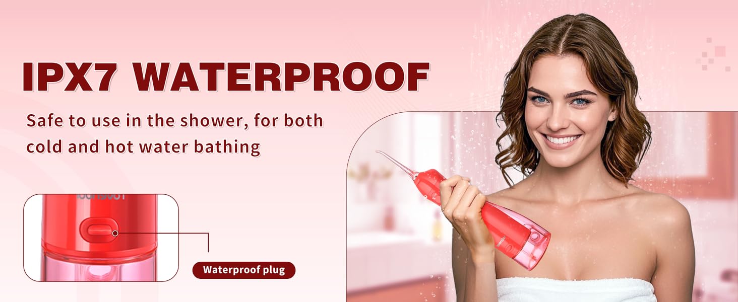 Tovendor electric flosser with IPX7 WATERPROOF Shower water flosser