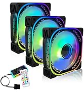 120mm RGB PC Case Fans 3 Pack with Adjustable Color Controlled by Remote - 12V Quiet Gaming Compu...