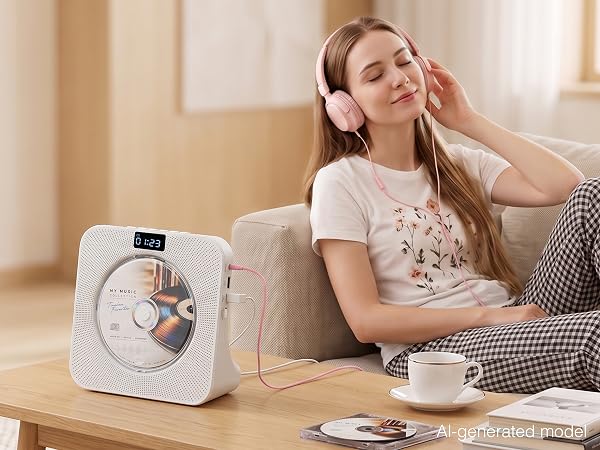 MEGATEK CP28BR Portable CD Player is Connected with Headphones