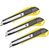 DOWELL Box Cutter Utility Knife Retractable Snap Off Blades Hobby Knife 3 Pack for Cutting Cardbo...