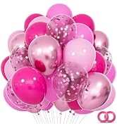 68Pcs Pink Balloons Kit 12 Inch Metallic Pink Balloon, Pink Confetti Balloon and Baby Pink Party ...