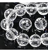 Dowarm 150PCS 6MM Round Crystal Glass Beads for Jewelry Making, Crystal Clear Faceted Crystal Bea...
