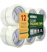 HERKKA Clear Packing Tape, 12 Rolls Heavy Duty Packaging Tape for Shipping Packaging Moving Seali...