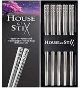 Metal Chopsticks Reusable 18/8 304 Stainless Steel Chopsticks Multipack Dishwasher Safe Chop Stic...