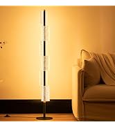 NUÜR Floor Lamp for Living Room, Unique Cylindrical Stack Design, Dimmable Standing Lamp with Rem...