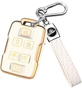 QBUC for Chevy Key Fob Cover,Soft TPU Car Key Case Protector with Leather Keychain Compatible wit...