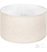 OUTON Beige Large Drum Lamp Shades for Floor Lamps, 17.5" Top x 17.5" Bottom x 10" High, Easy to ...