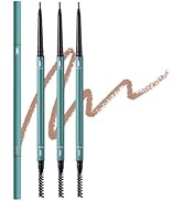 3Pcs Waterproof Eyebrow Pencil,Ultra-Fine Mechanical Pencil with Spoolie Brush,Eye Brow Pencil So...