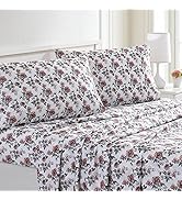 Modern Threads Printed 4-Piece Extra Soft Bedding Sheets & Pillowcase Set, Deep Pocket up to 16 i...