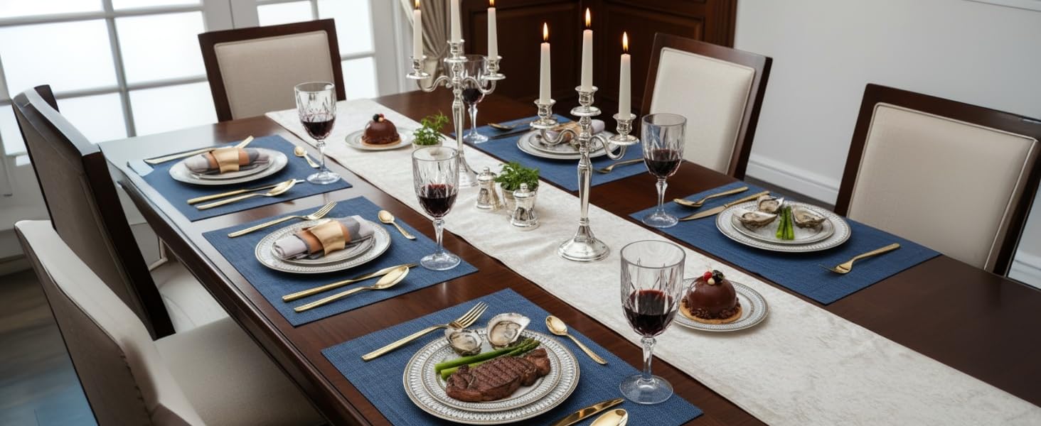 blue placemats