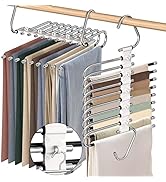 Upgrade 9 Layers Pants Hangers Space Saving, 2 Pack Non Slip Stainless Steel Multifunctional Pant...