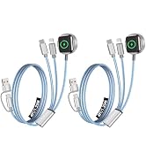 2Pack Multi Charging Cable for Travel Essentials,3 in 2 USB C Cable for Apple Watch Charger,Phone...
