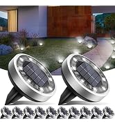 vighep Solar Ground Lights,12 Pack Flat Solar Lights Outdoor Waterproof, Bright LED Solar Disc Li...