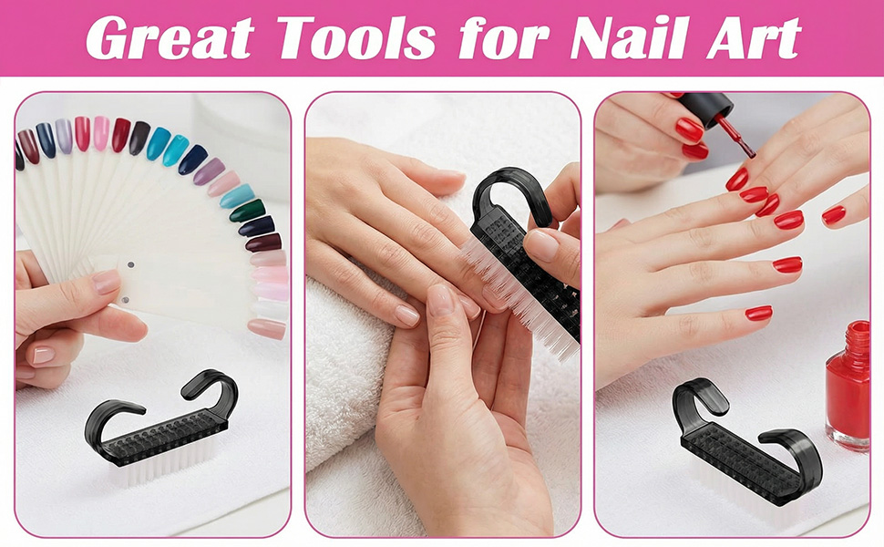 Nail art cleaning brush for manicure for removing dirt under nails and prepping for nail polish.