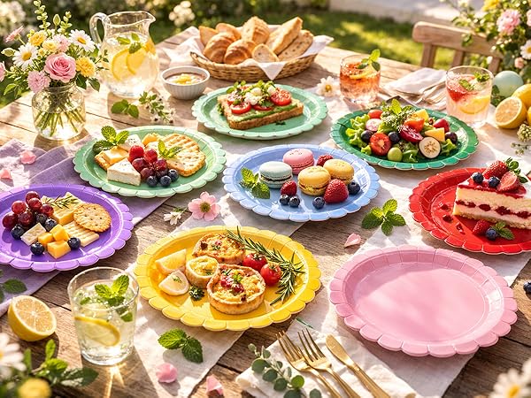 7 9 inch dessert dinner disposable paper plates red yellow green white black pink blue
