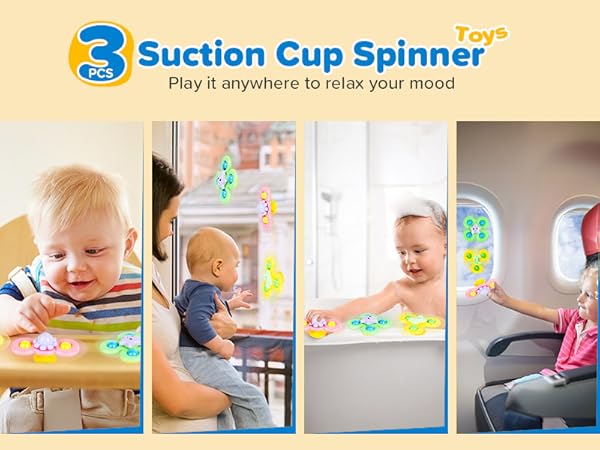 3 x suction cup spinner toy