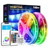DAYBETTER Led Lights for Bedroom 150 ft (2 Rolls of 75ft), LED Lights with App Voice Control Remo...