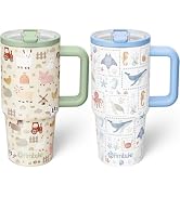 Fimibuke 20oz Kids Insulated Tumbler with Handle, Toddler Water Bottle | Leakproof 18/8 Stainless...