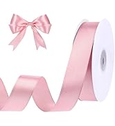 woric Pink Ribbon 1 Inch 50 Yards Pink Bows Satin Ribbon Mothers Day Ribbons for Graduation Leis ...