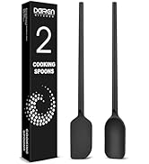 2 Pack Silicone Spatula Spoonula Set, BPA-Free & Heat Resistant Rubber Scraper, Long Handle Flexi...