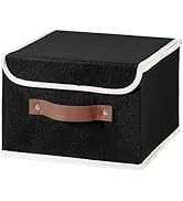 HYVAKUPPA Collapsible Storage Boxes Baskets with Lid Cotton Linen Fabric Storage Bins with Faux L...