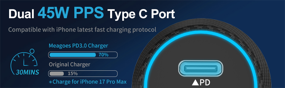 dual 45W pps USB C car charger for google pixel 9 pro fast charging 2 pack car charger and cable