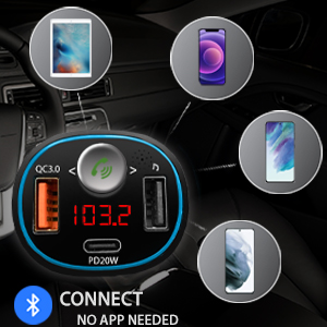 Easy Smartphone Support, Bluetooth FM Transmitter, No App, Bluetooth Support, FM Transmitters, Auto,