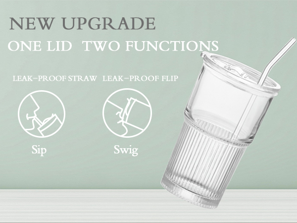 glass tumbler with straw and lid