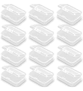Farmer Mani 12 Pack Rectangle Plastic Clear Storage Containers Box (2.52 x 1.73 x 0.79 Inch), Sma...