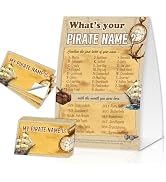 EQIUAG What's Your Pirate Name, Funny Pirate Theme Game Cards Set,1 Game Sign and 30 Cards, Perfe...