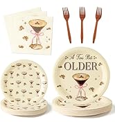 G1ngtar 96Pcs Martini Bow Party Plates Supplies - A Tini Bit Older Party Tableware Espresso Marti...