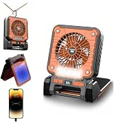 RIDAPEST Solar Fan Portable, High-Capacity Battery Powered with LED & 5-Color Lights, USB/Type-C,...