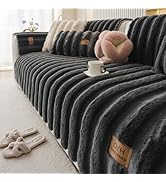 Huierxun Fuzzy Rabbit Plush Sofa Cover Thick Soft Fur Sectional Couch Cover Furry Fluffy Cushion ...