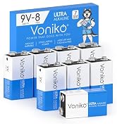 Voniko 9V Batteries - Alkaline 9V Battery 8 Pack - Ultra Long Lasting with a 7 - Year Shelf Life