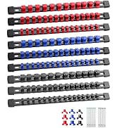 ALOANES 9PC ABS Socket Organizer, Socket Rails Fit 1/2 inch, 3/8 inch and 1/4 inch Drive, Heavy D...
