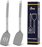 HOTEC Silicone Spatula Set of 2 Heat-Resistant 600°F & BPA-Free Kitchen SaptulaTurner with Stainl...
