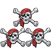 U-Sky Sew or Iron on Patches, 3pcs Pirate Motif Iron Patches for Backpacks, Embroidery Corss Bone...